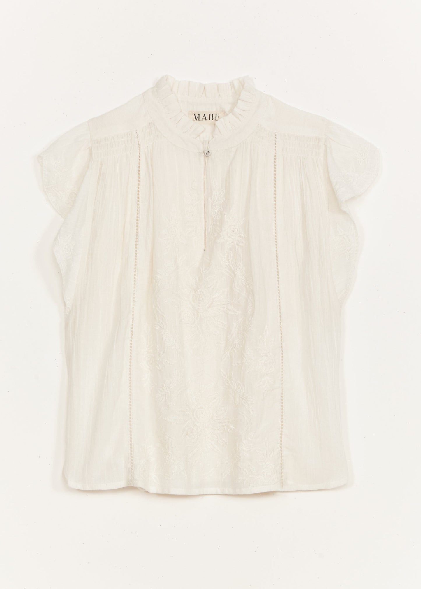 Lilia Embroidered Top in Ecru from M.A.B.E
