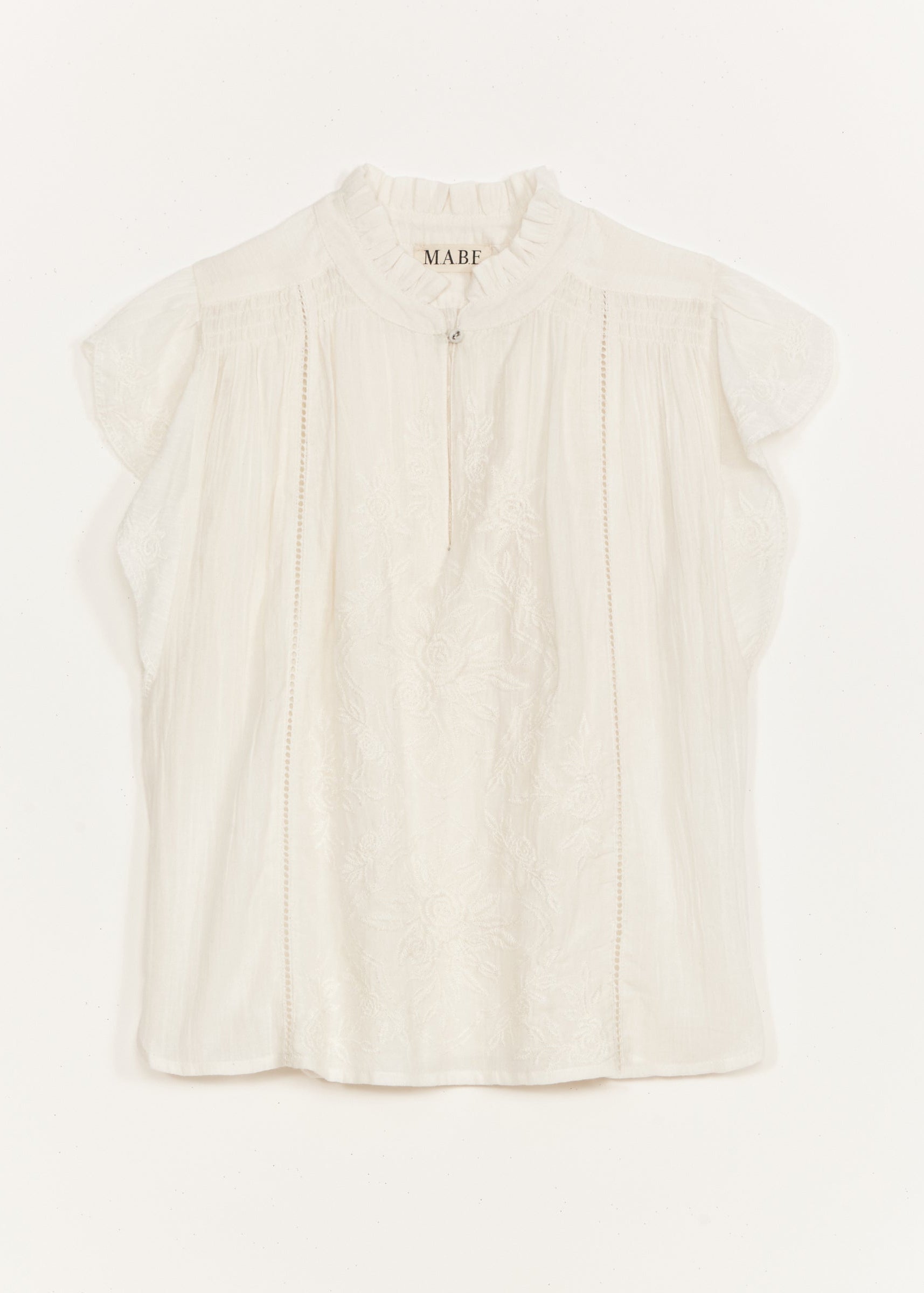 Lilia Embroidered Top in Ecru from M.A.B.E