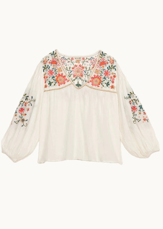 Loren Top in Ecru/Multi from M.A.B.E