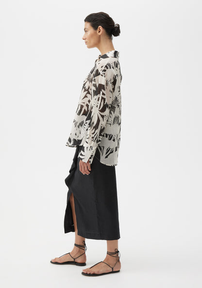 Morrison Savasi Shirt in Black/White Botanical Print