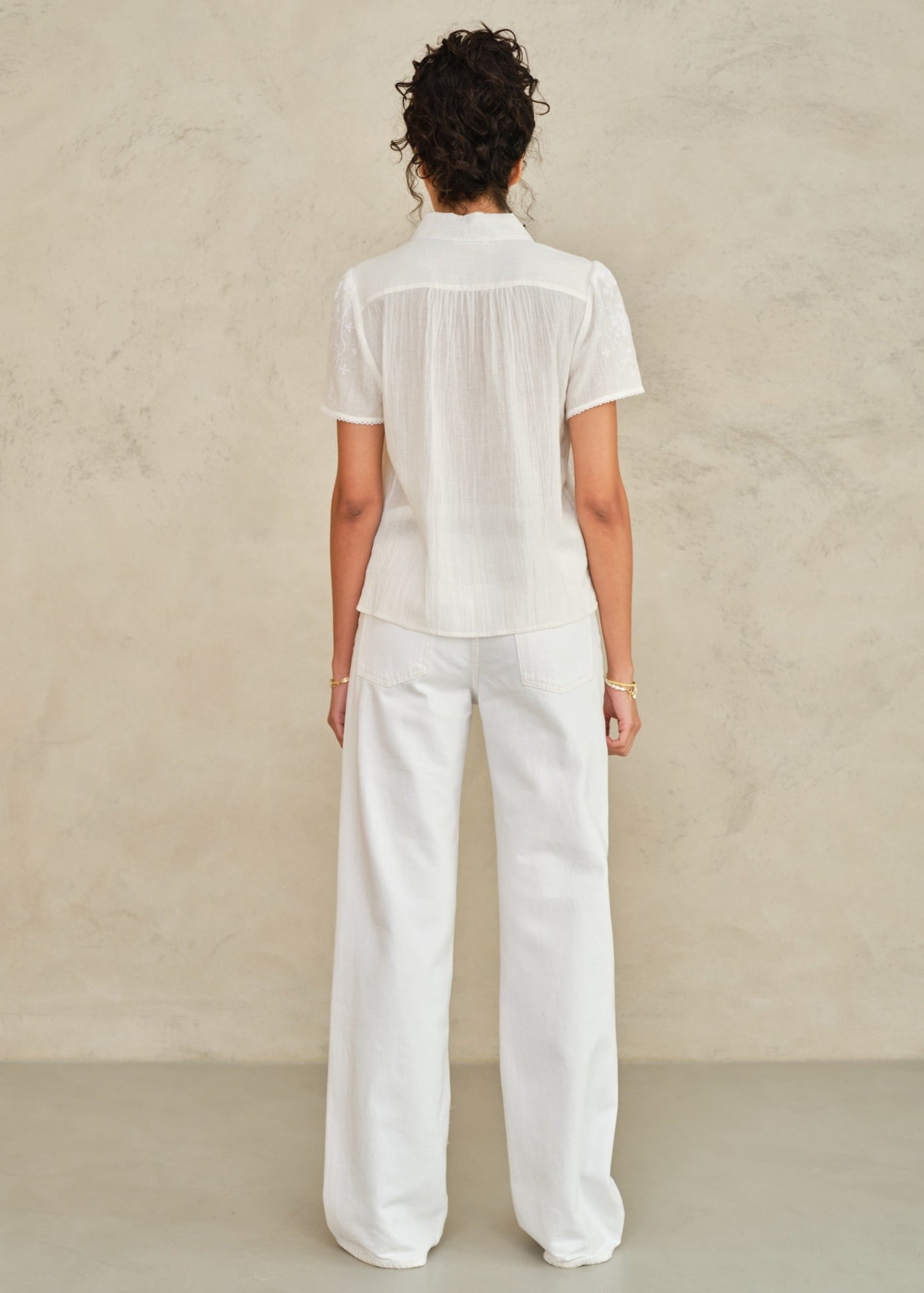 Ruby Embroidered Top in Ecru from M.A.B.E