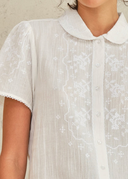 Ruby Embroidered Top in Ecru from M.A.B.E