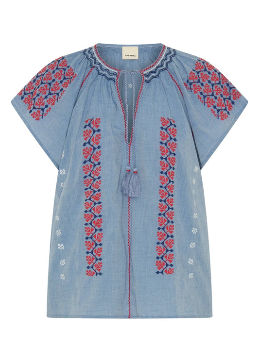 Abyla Top in Blue Chambray from Ilio Nema