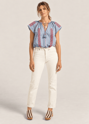 Abyla Top in Blue Chambray from ILIO NEMA at Edito Boutique