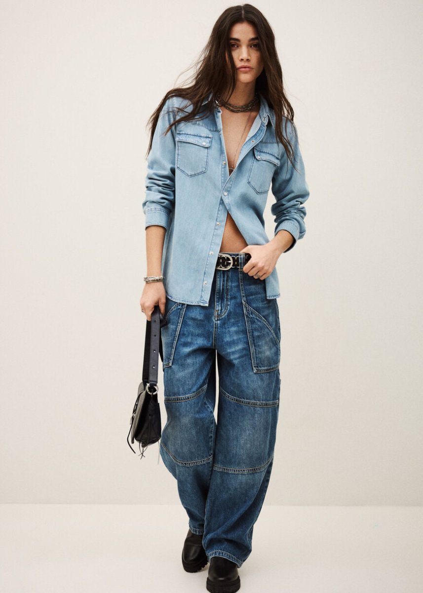 Adali Long Denim Shirt in Light Blue from BA&SH at Edito boutique