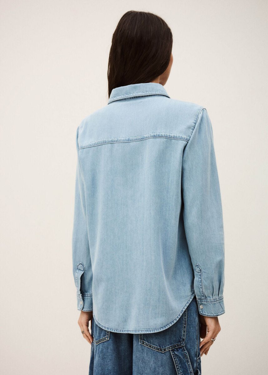 Adali Long Denim Shirt in Light Blue from BA&SH at Edito boutique