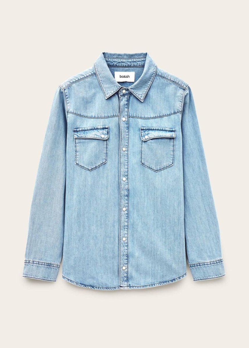 Adali Long Denim Shirt in Light Blue from BA&SH at Edito boutique