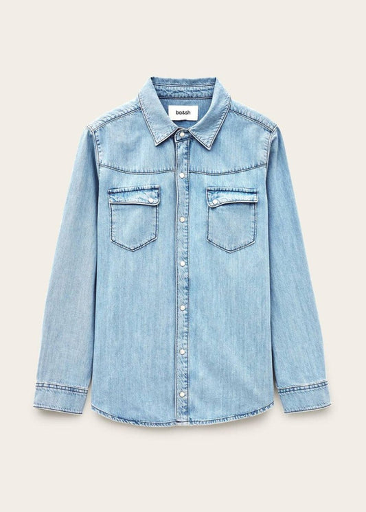 Adali Long Denim Shirt in Light Blue from BA&SH at Edito boutique