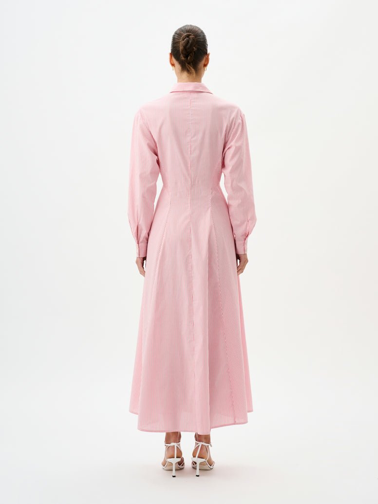 Adeline Shirt Dress in Cherry Stripe from ROAME at Edito boutique
