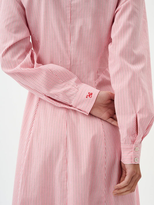 Adeline Shirt Dress in Cherry Stripe from ROAME at Edito boutique