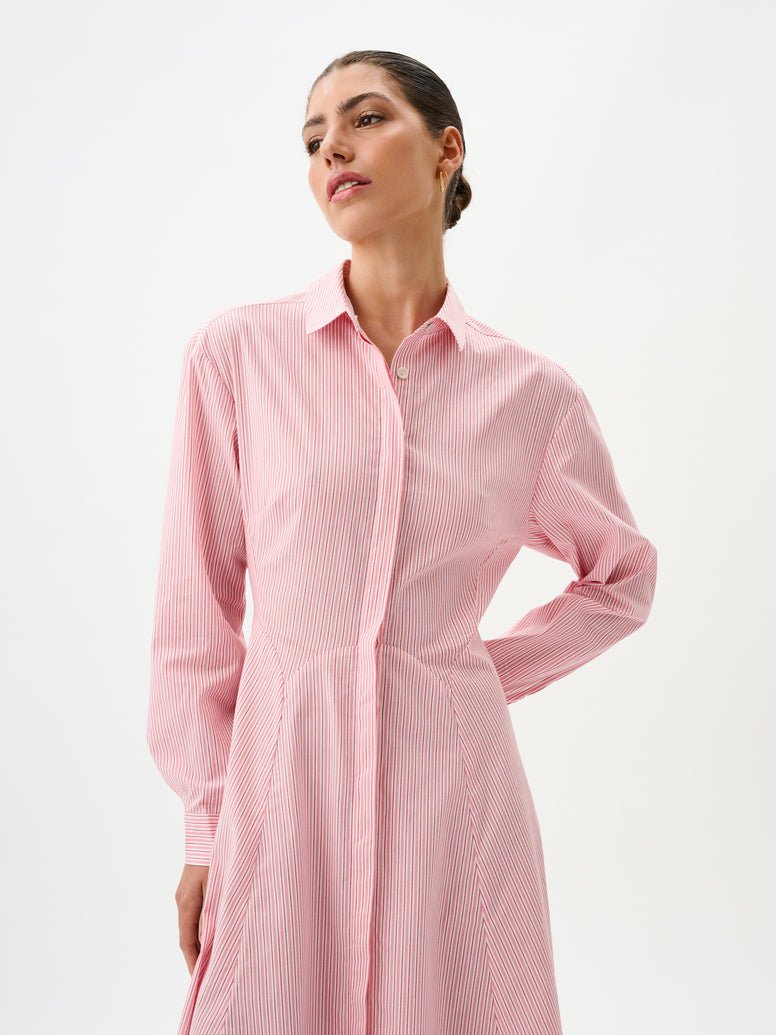 Adeline Shirt Dress in Cherry Stripe from ROAME at Edito boutique