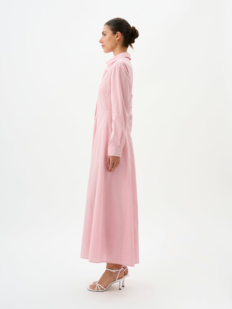 Adeline Shirt Dress in Cherry Stripe from ROAME at Edito boutique