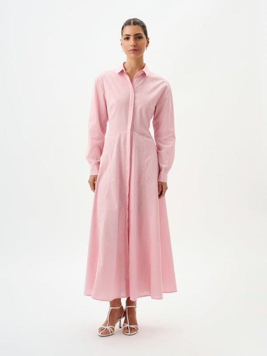 Adeline Shirt Dress in Cherry Stripe from ROAME at Edito boutique