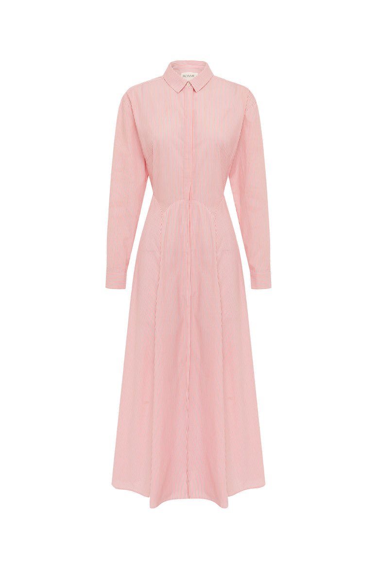Adeline Shirt Dress in Cherry Stripe from ROAME at Edito boutique