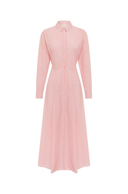 Adeline Shirt Dress in Cherry Stripe from ROAME at Edito boutique