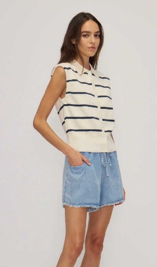 Adella Top in Navy Stripes from MELISSA NEPTON at Edito boutique