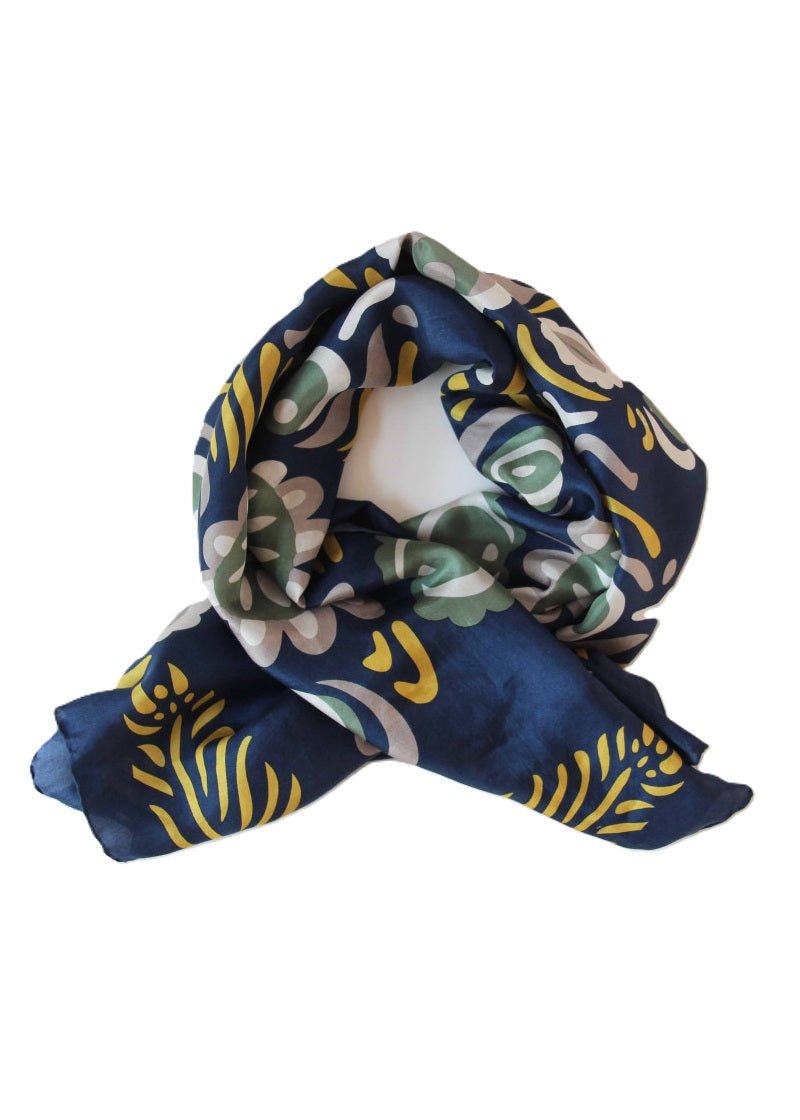 Anastasia Silk Scarf in Marine from LES BELLES VAGABONDES at Edito Boutique