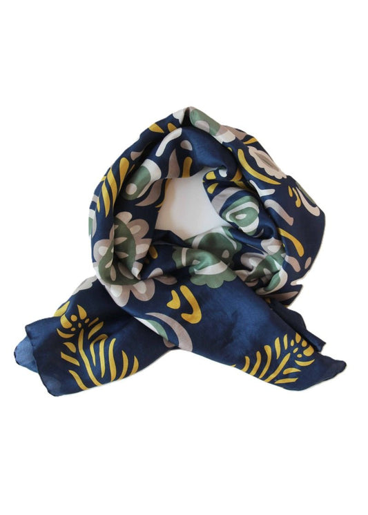 Anastasia Silk Scarf in Marine from LES BELLES VAGABONDES at Edito Boutique