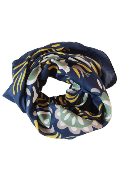 Anastasia Silk Scarf in Marine from LES BELLES VAGABONDES at Edito Boutique