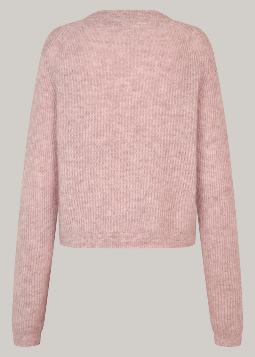 Andrea Knit Rib LS Cardigan in Rose from SECOND FEMALE at Edito boutique