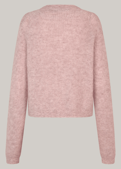 Andrea Knit Rib LS Cardigan in Rose from SECOND FEMALE at Edito boutique