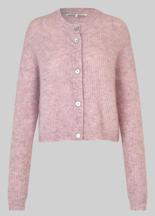 Andrea Knit Rib LS Cardigan in Rose from SECOND FEMALE at Edito boutique