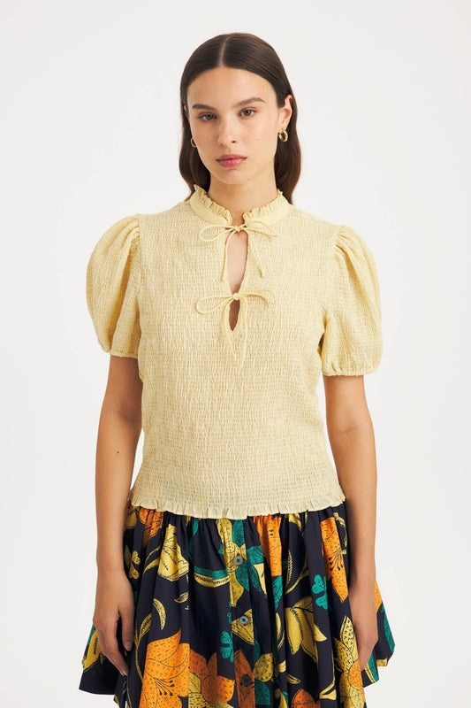 Angela Smocked Blouse in Peach from ANTIK BATIK at Edito boutique