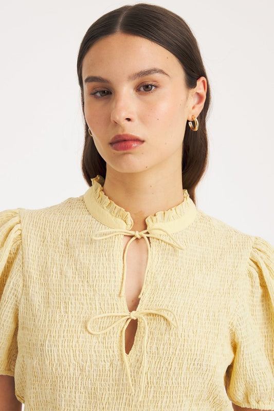 Angela Smocked Blouse in Peach from ANTIK BATIK at Edito boutique