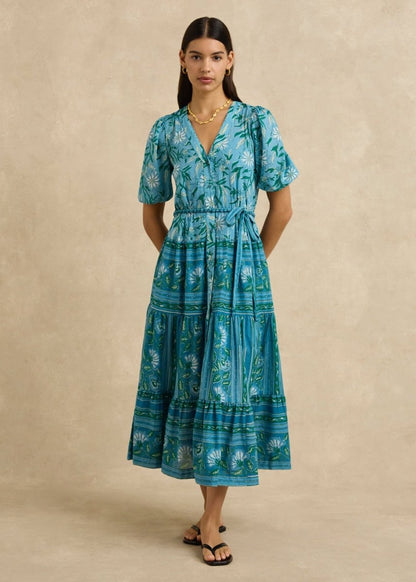 Anyeta Dress in Spring Daisy Blue from HANNAH ARTWEAR at Edito boutique