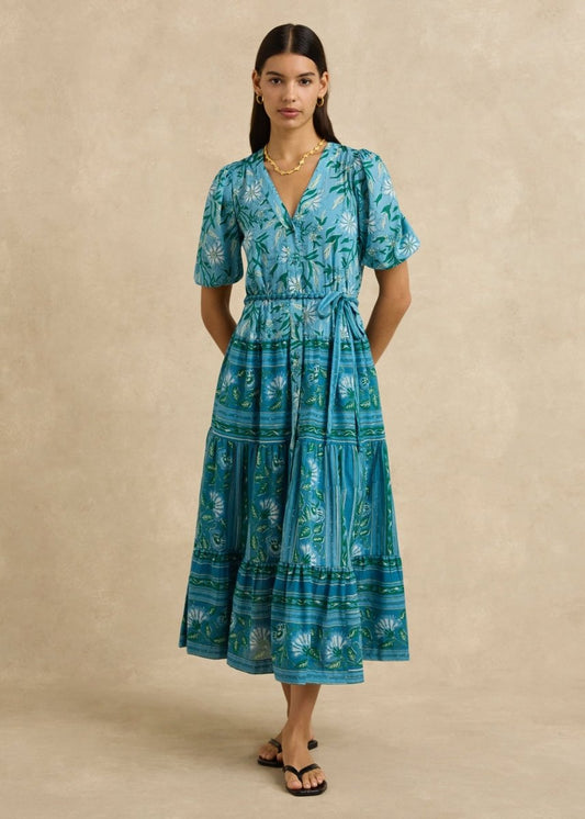 Anyeta Dress in Spring Daisy Blue from HANNAH ARTWEAR at Edito boutique