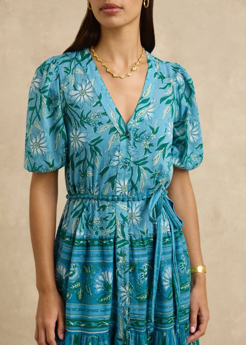 Anyeta Dress in Spring Daisy Blue from HANNAH ARTWEAR at Edito boutique