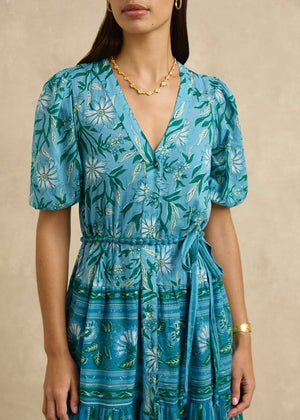 Anyeta Dress in Spring Daisy Blue from HANNAH ARTWEAR at Edito boutique