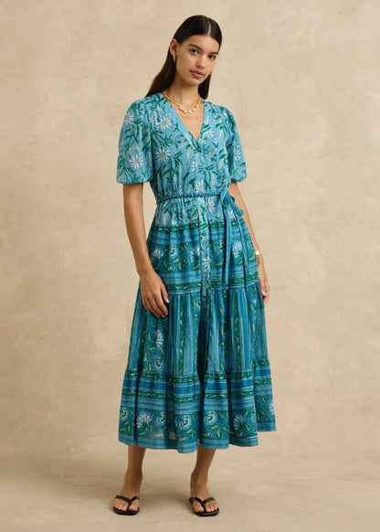 Anyeta Dress in Spring Daisy Blue from HANNAH ARTWEAR at Edito boutique