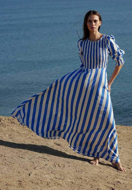 Aston Studio Sadie Dress in Blue Stripes