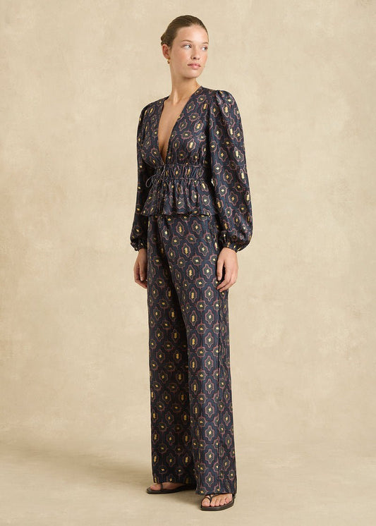 Azra Pant in Charcoal/Gold from HANNAH ARTWEAR at Edito boutique