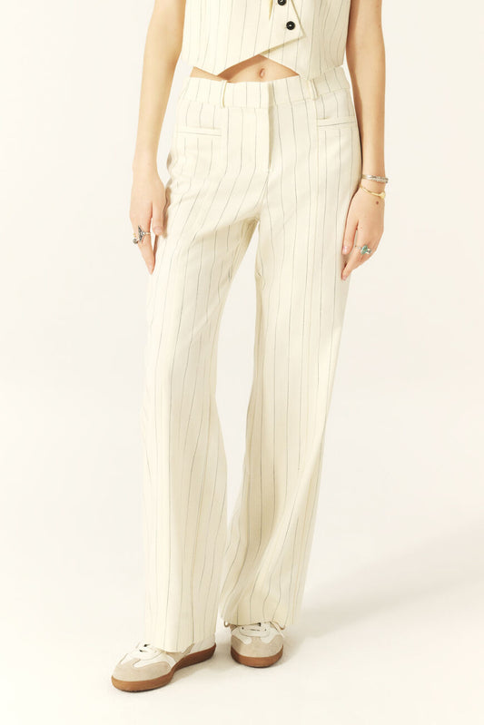 Ba&sh Elouan Pants in Cream Pinstripes