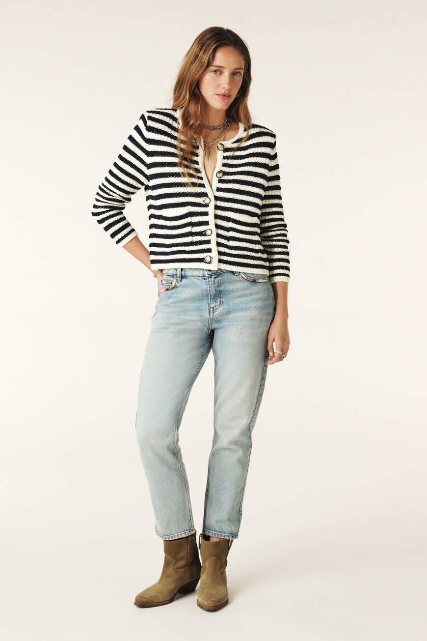 Ba&sh Gaspard Vest in Cream Navy Stripes