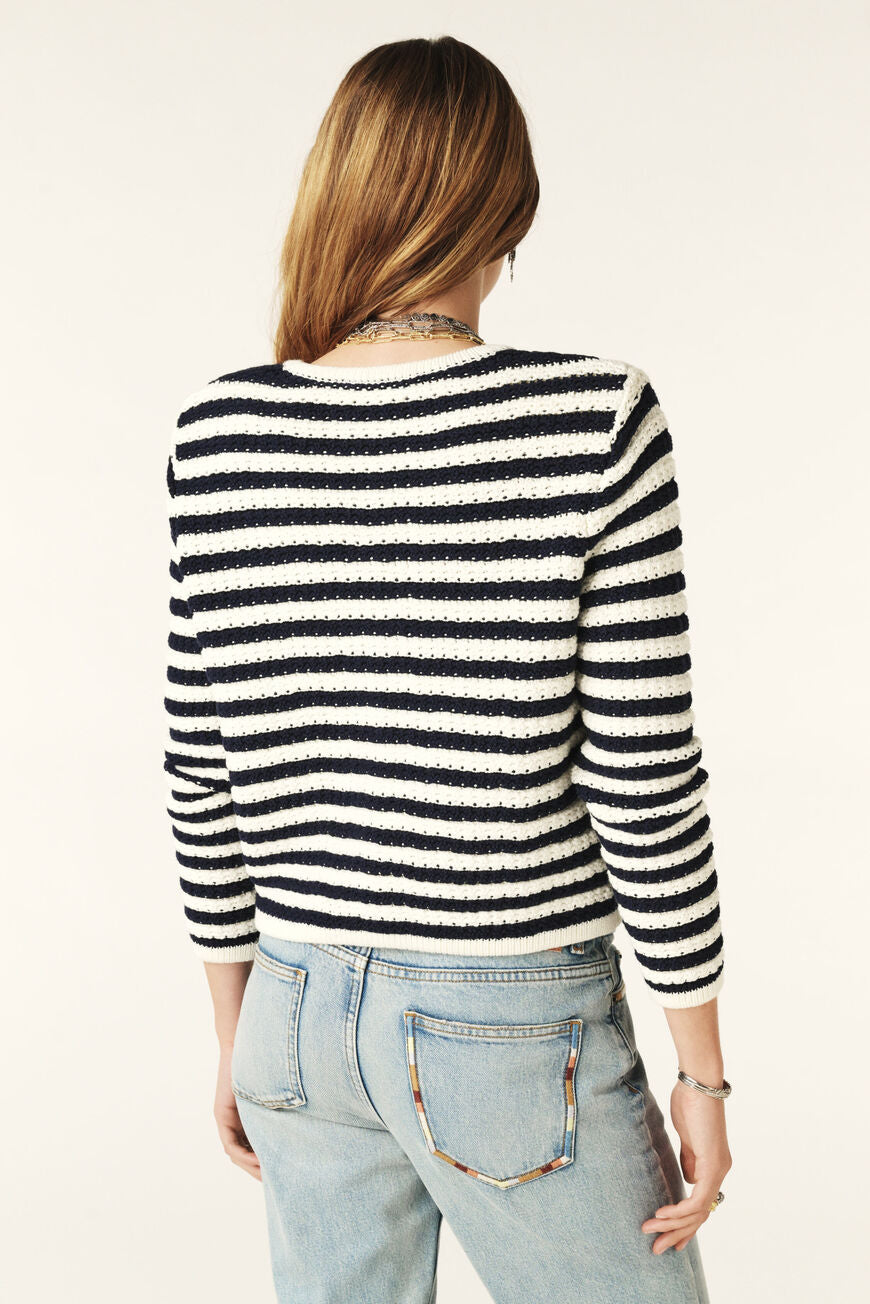 Ba&sh Gaspard Vest in Cream Navy Stripes