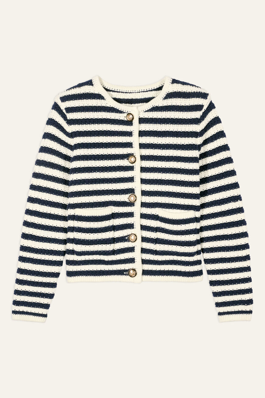 Ba&sh Gaspard Vest in Cream Navy Stripes