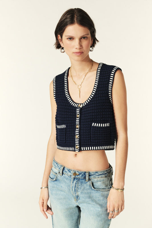 Ba&sh Gustave Sleeveless Vest in Navy