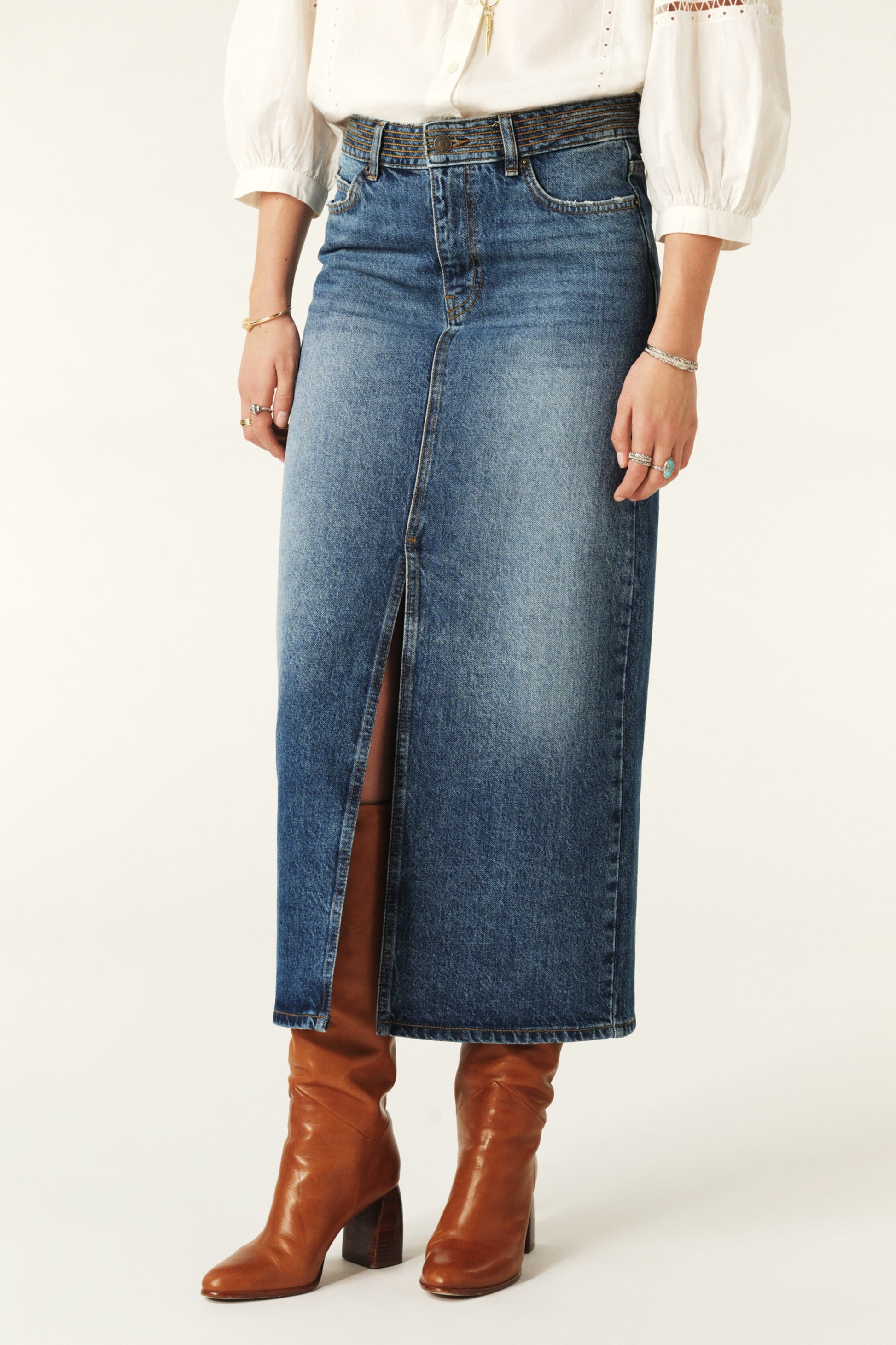 Ba&sh Math Skirt in Blue Denim