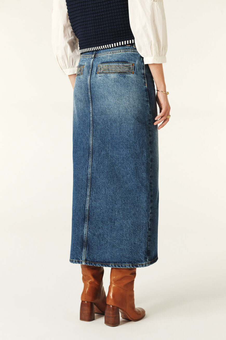 Ba&sh Math Skirt in Blue Denim