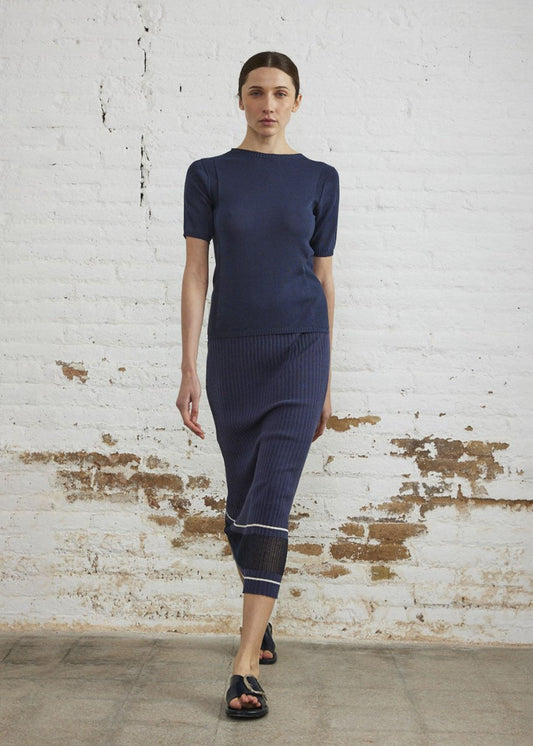 Basic Short Sleeve Sweater in Blue from SITA MURT at Edito boutique