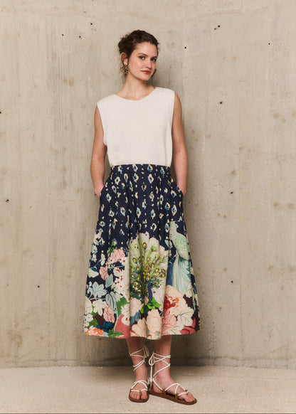 Beatrice Printed Skirt in Navy from STELLA FOREST at Edito boutique