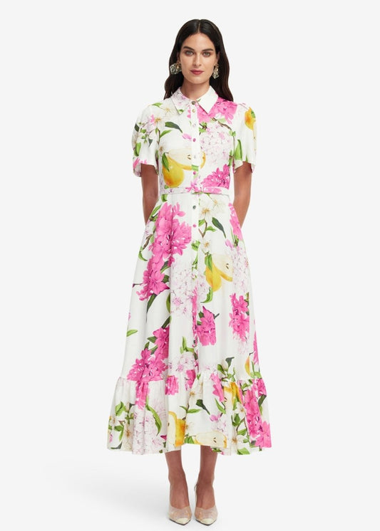 Becca S/S Midi Dress in Floral Pear from LEO LIN at Edito boutique