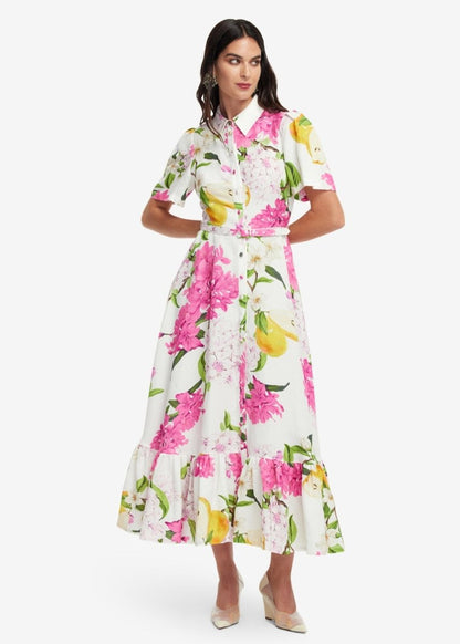 Becca S/S Midi Dress in Floral Pear from LEO LIN at Edito boutique