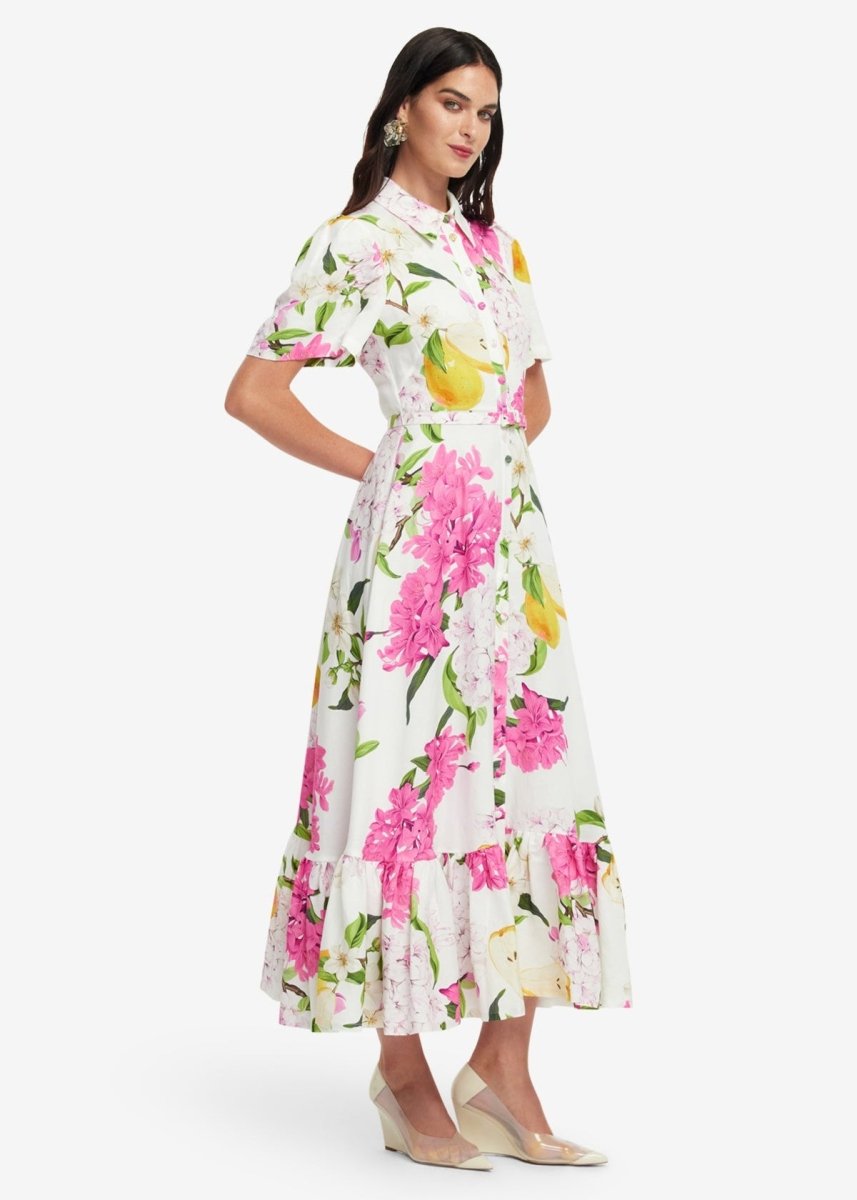 Becca S/S Midi Dress in Floral Pear from LEO LIN at Edito boutique