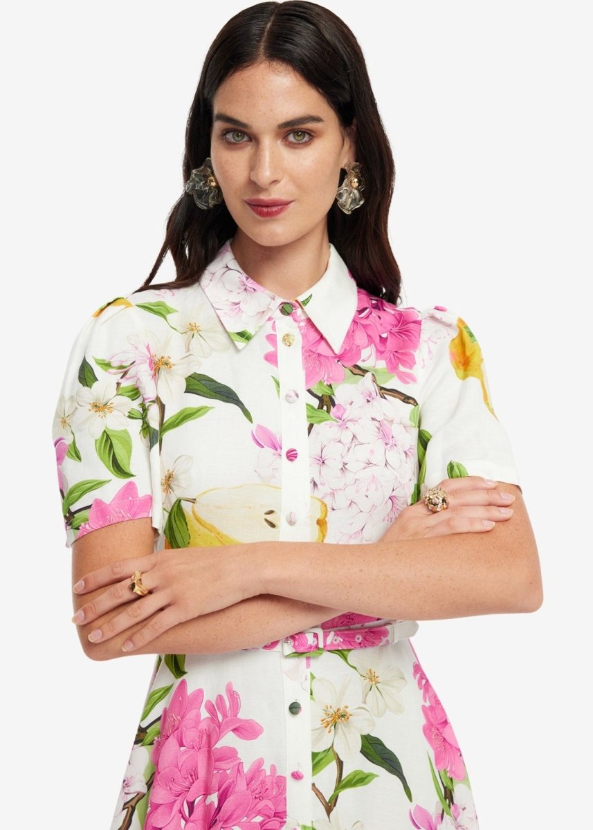 Becca S/S Midi Dress in Floral Pear from LEO LIN at Edito boutique