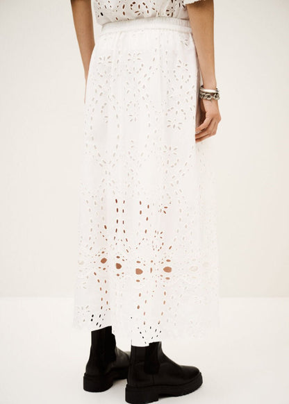 Bella Embroidered Skirt in Ecru from BA&SH at Edito boutique