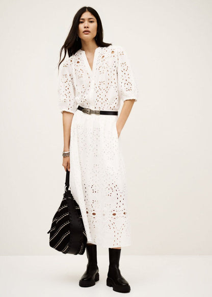 Bella Embroidered Skirt in Ecru from BA&SH at Edito boutique